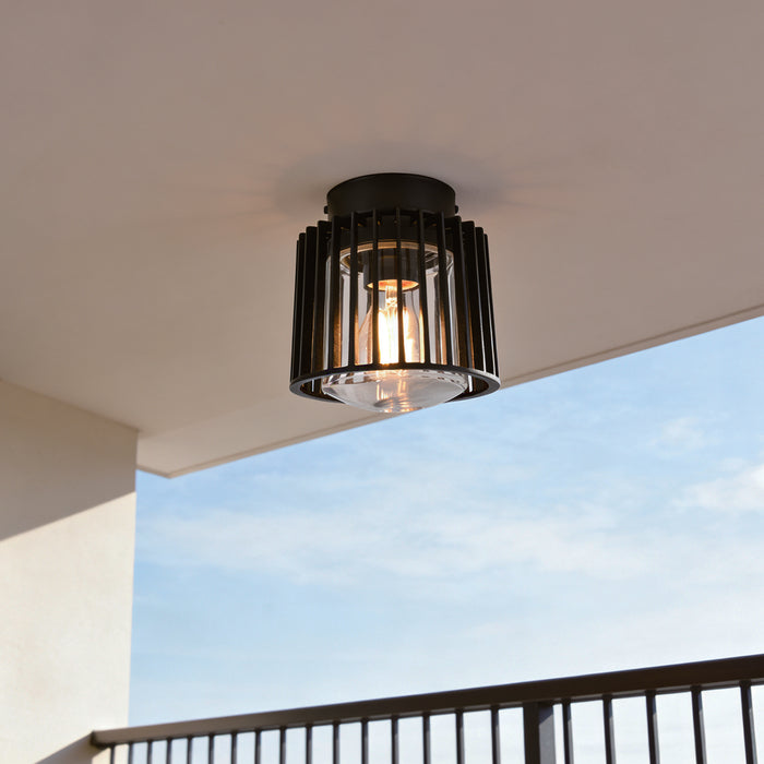 Lutec 6397501012 SHYNE IP54 E27 Outdoor Ceiling Light - Matt Black (Lamp Not Included)