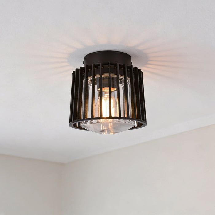 Lutec 6397501012 SHYNE IP54 E27 Outdoor Ceiling Light - Matt Black (Lamp Not Included)