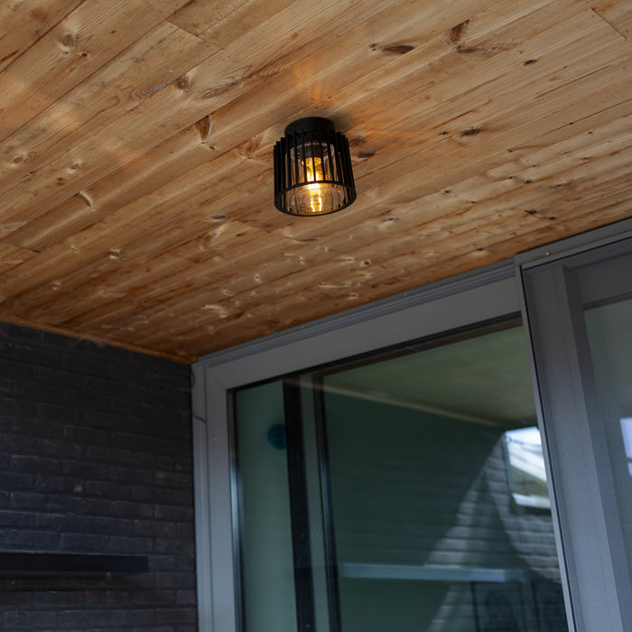 Lutec 6397501012 SHYNE IP54 E27 Outdoor Ceiling Light - Matt Black (Lamp Not Included)