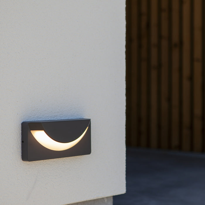 Lutec 6402801118 LUPS 14W IP54 LED Surface Mounted Brick Light 3000K - Dark Grey