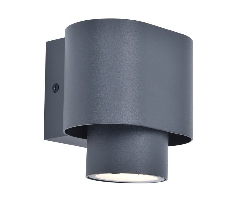Lutec 6604001118 CYPRES IP44 GU10 Outdoor Down Wall Light c/w Adjustable Head - Anthracite Grey (Lamp Not Included)