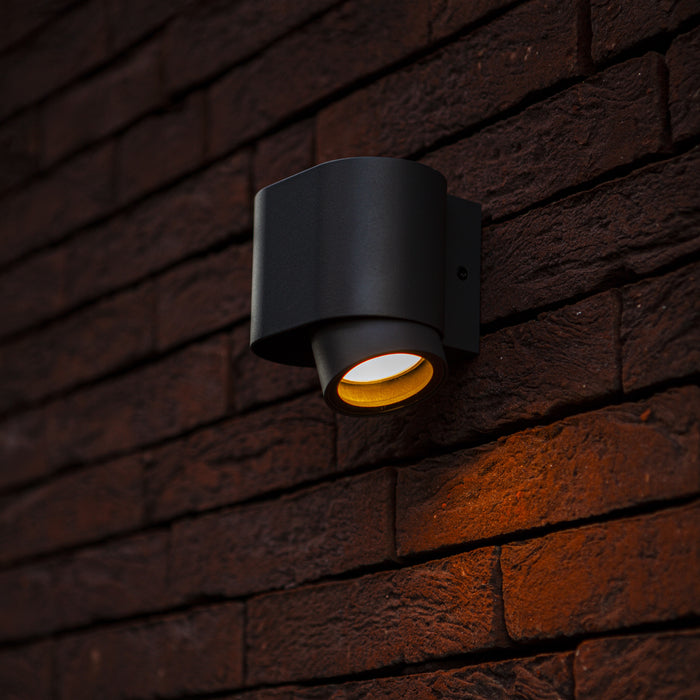 Lutec 6604001118 CYPRES IP44 GU10 Outdoor Down Wall Light c/w Adjustable Head - Anthracite Grey (Lamp Not Included)