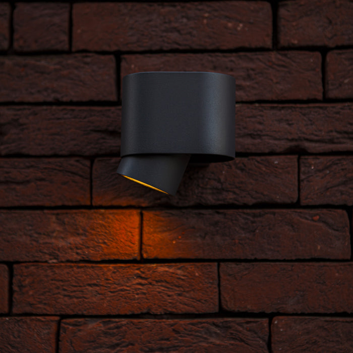 Lutec 6604001118 CYPRES IP44 GU10 Outdoor Down Wall Light c/w Adjustable Head - Anthracite Grey (Lamp Not Included)