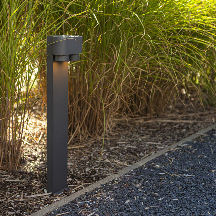 Lutec 6604004118 CYPRES IP44 GU10 Outdoor Bollard Light c/w Adjustable Heads - Anthracite Grey (Lamp Not Included)
