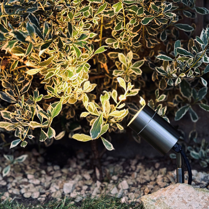 Lutec 6611107001 RADO IP44 GU10 Outdoor Ground Spike Light - Stainless Steel (Lamp Not Included)