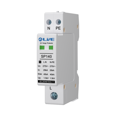 LIVE Electrical SP1401P+N/1 Single Module 20kA/40kA Type 2 Surge Protection Device (SPD) with Neutral & Earth Cables