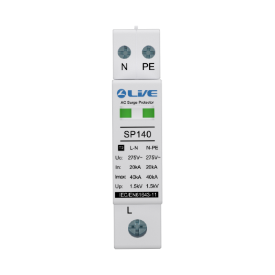 LIVE Electrical SP1401P+N/1 Single Module 20kA/40kA Type 2 Surge Protection Device (SPD) with Neutral & Earth Cables