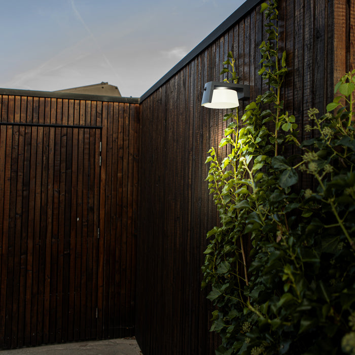Lutec 6906001118 MOON 9.5W IP44 LED Solar Outdoor Wall Light with PIR 4000K - Dark Grey