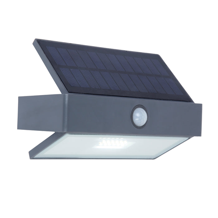 Lutec 6910601335 ARROW 2.3W IP44 LED Solar Outdoor Wall Light with PIR 5000K - Dark Grey