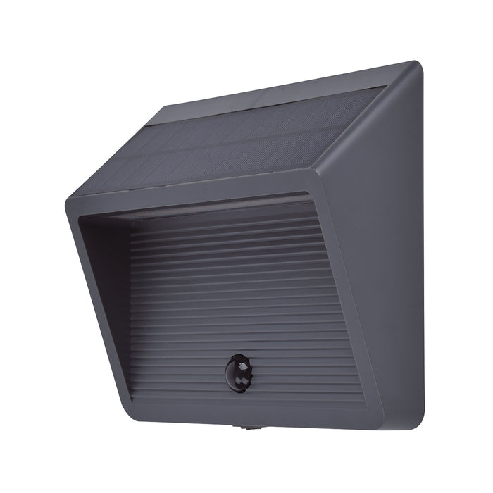 Lutec 6912301335 LINKO 11.5W IP44 LED Solar Outdoor Wall Light with PIR 3000K - Dark Grey