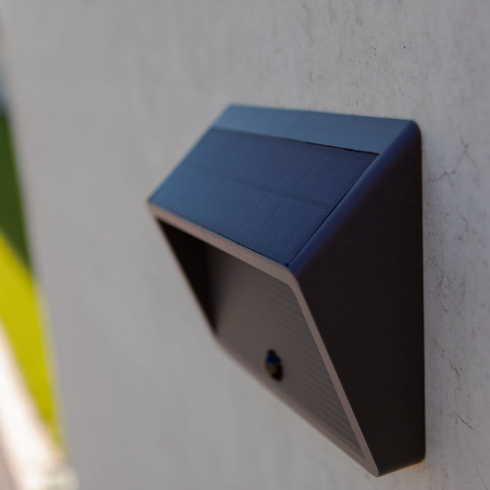 Lutec 6912301335 LINKO 11.5W IP44 LED Solar Outdoor Wall Light with PIR 3000K - Dark Grey