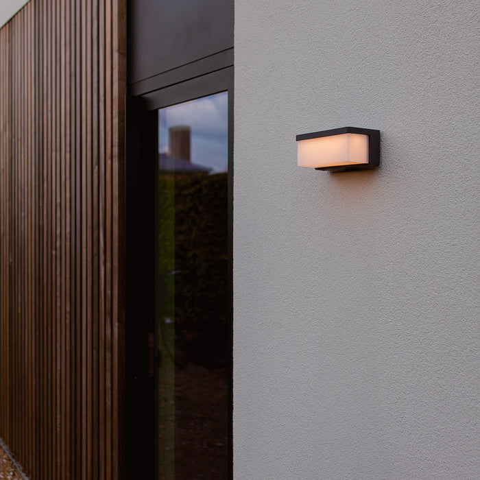 Lutec 6912401345 ZELNA 9W IP44 LED Solar Hybrid Outdoor Wall Light 3000K - Dark Grey