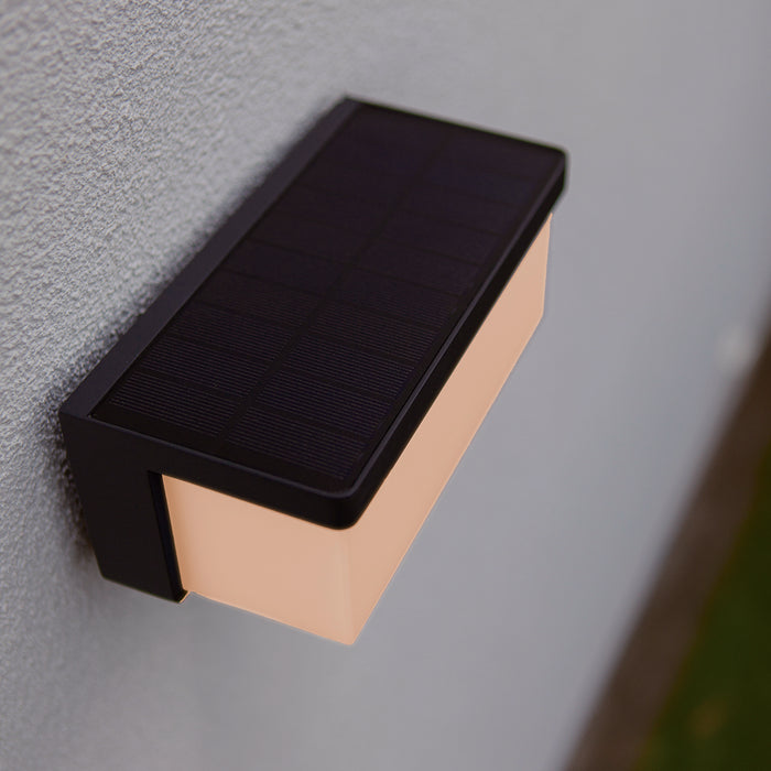 Lutec 6912401345 ZELNA 9W IP44 LED Solar Hybrid Outdoor Wall Light 3000K - Dark Grey