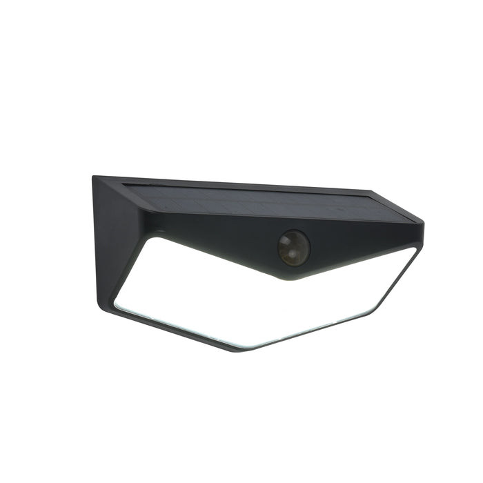 Lutec 6915101330 WINGS 3.7W IP44 LED Solar Outdoor Wall Light with PIR 5000K - Matt Black
