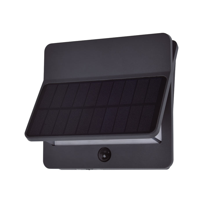 Lutec 6915401118 ALETA 12.6W IP54 LED Solar Outdoor Wall Light with PIR 3000K - Dark Grey