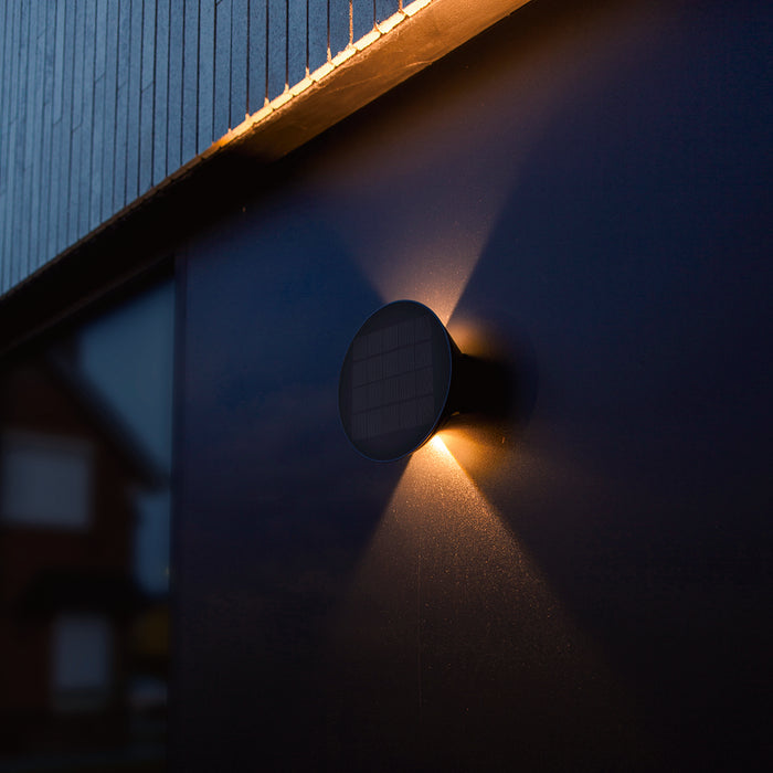 Lutec 6915601335 BELKA 9W IP54 LED Solar Hybrid Outdoor Wall Light 3000K - Dark Grey