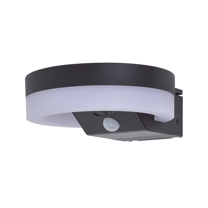 Lutec 6915801335 RUNDA 12W IP54 LED Solar Outdoor Wall Light with PIR 4000K - Dark Grey