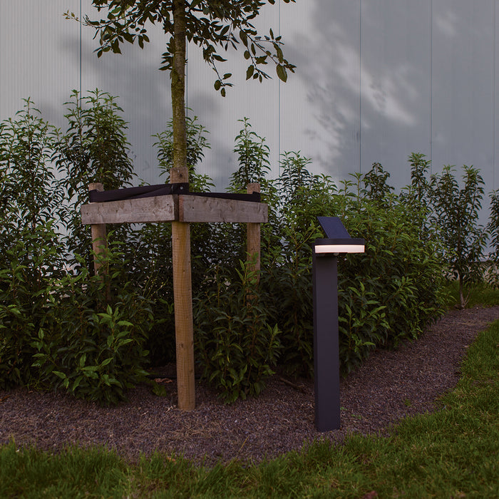 Lutec 6915802118 RUNDA 12W IP54 LED Solar Outdoor Bollard Light with PIR 4000K - Dark Grey