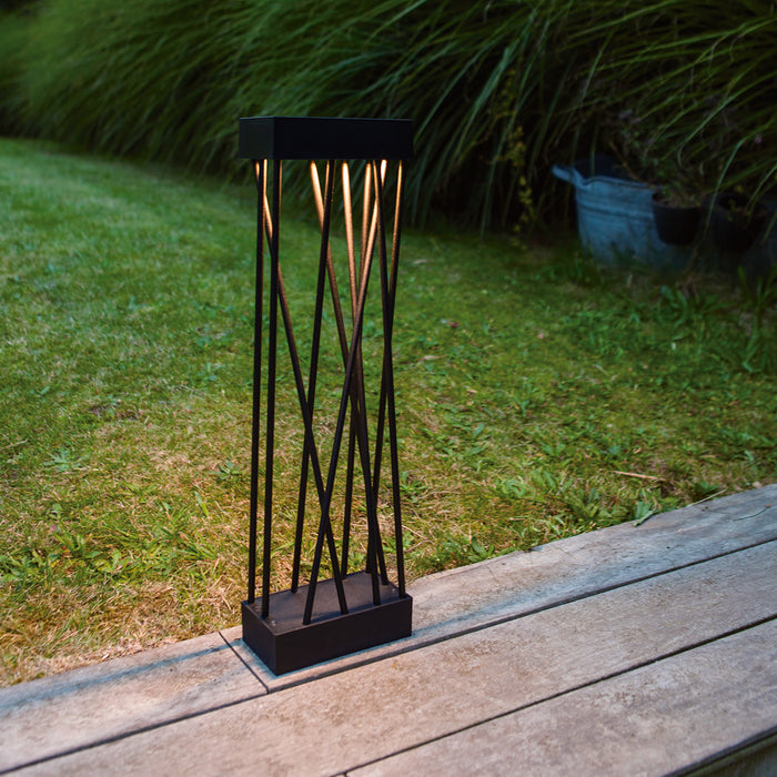 Lutec 6915901012 SPIDO 10.5W IP54 LED Solar Outdoor Bollard Light 3000K - Matt Black