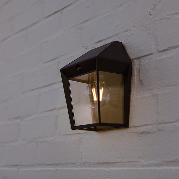 Lutec 6916002330 AVONY 2W IP44 E27 LED Solar Outdoor Wall Light with PIR 2700K - Matt Black