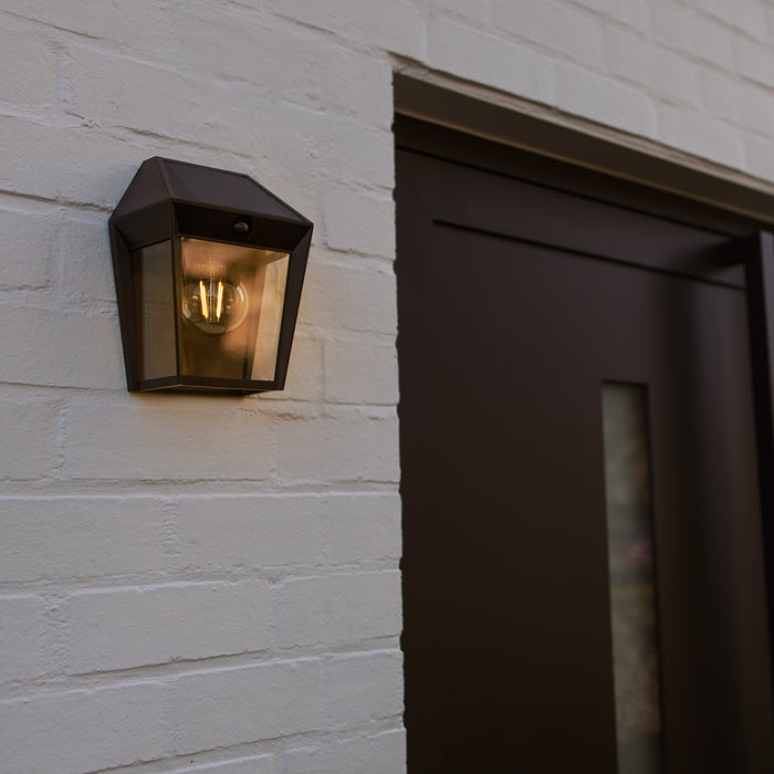 Lutec 6916002330 AVONY 2W IP44 E27 LED Solar Outdoor Wall Light with PIR 2700K - Matt Black