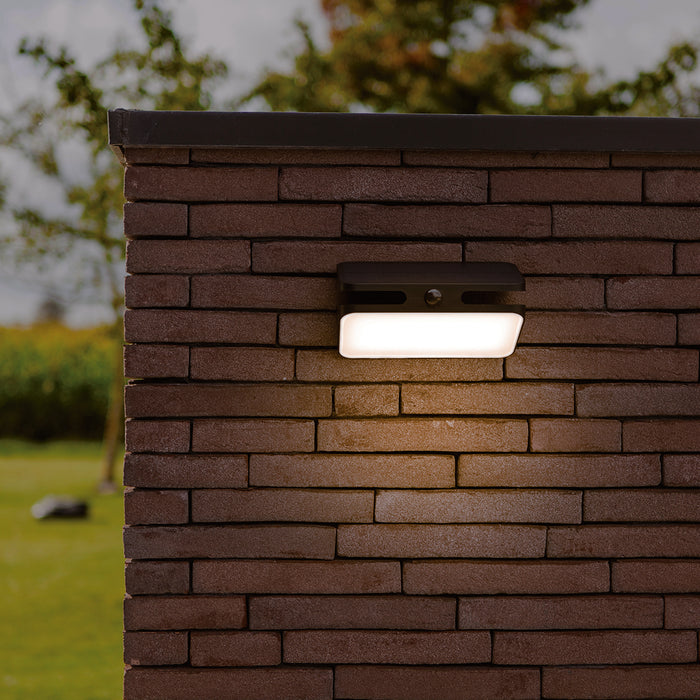 Lutec 6919501330 AERO 8.6W IP54 LED Solar Outdoor Wall Light with PIR 4000K - Matt Black