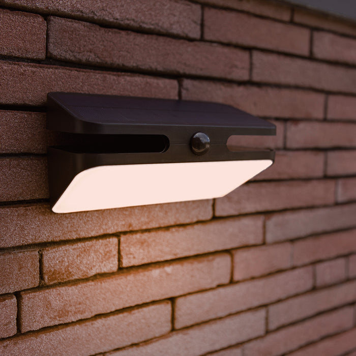 Lutec 6919501330 AERO 8.6W IP54 LED Solar Outdoor Wall Light with PIR 4000K - Matt Black