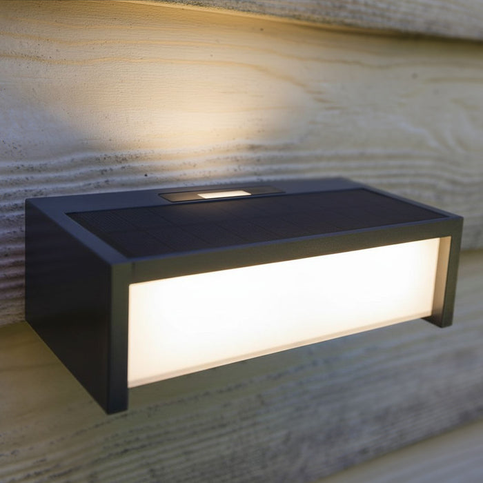 Lutec 6929701335 TELIS 11W IP54 LED Solar Wall Light with PIR 3000K - Dark Grey