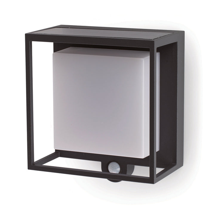 Lutec 6934601118 CURTIS 3W IP54 LED Solar Outdoor Wall Light with PIR 3000K - Dark Grey