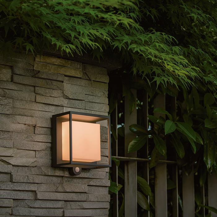 Lutec 6934601118 CURTIS 3W IP54 LED Solar Outdoor Wall Light with PIR 3000K - Dark Grey