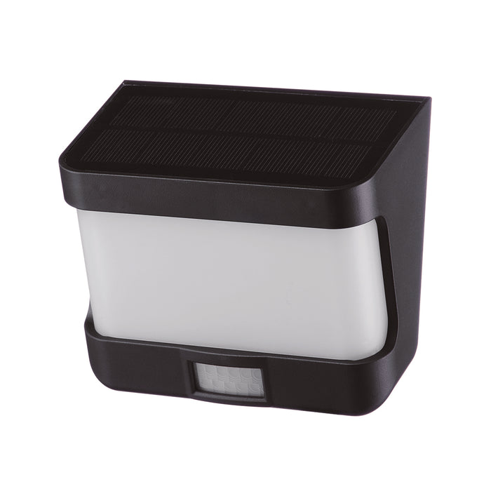 Lutec 6939101330 TRY 8W IP54 LED Solar Outdoor Wall Light with PIR 5000K - Matt Black