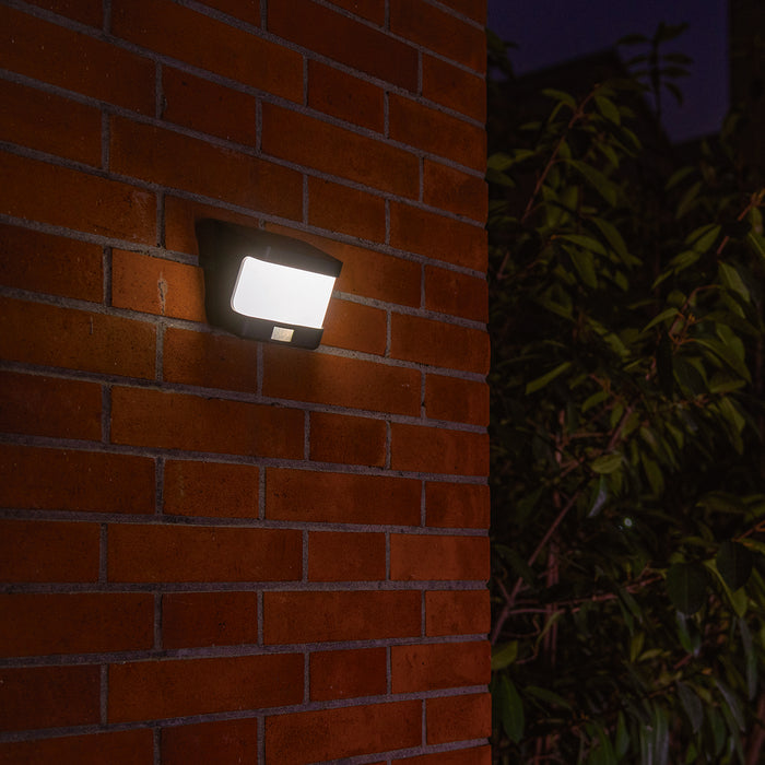 Lutec 6939101330 TRY 8W IP54 LED Solar Outdoor Wall Light with PIR 5000K - Matt Black