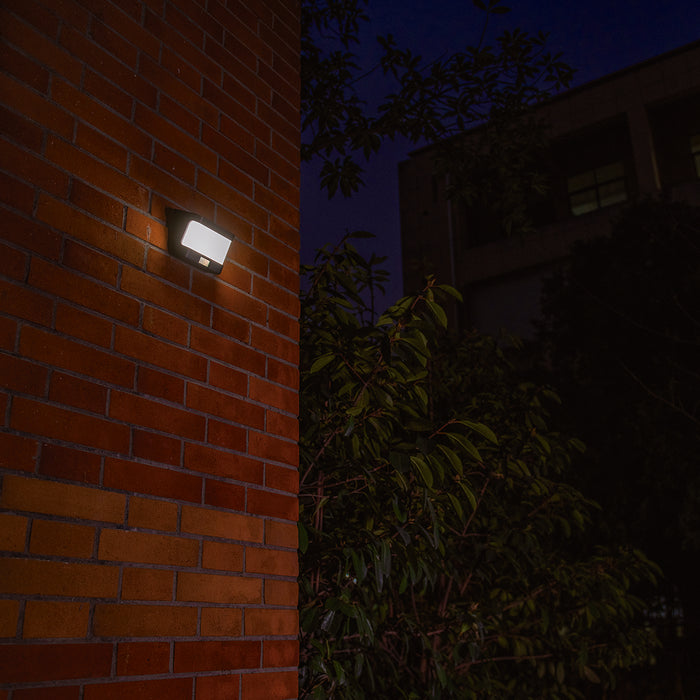Lutec 6939101330 TRY 8W IP54 LED Solar Outdoor Wall Light with PIR 5000K - Matt Black