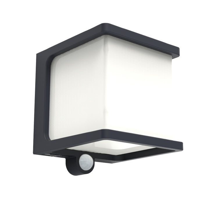 Lutec 6940101125 DOBLO 7.5W IP54 LED Solar Outdoor Wall Light with PIR 4000K - Dark Grey