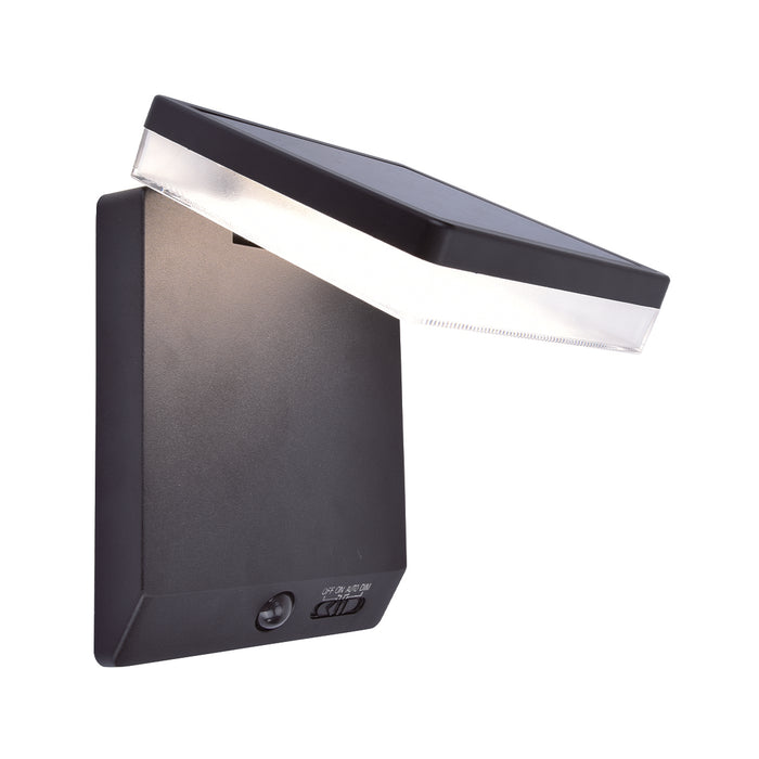 Lutec 6943101012 MOZE 8W IP44 LED Solar Outdoor Wall Light with PIR 4000K - Matt Black