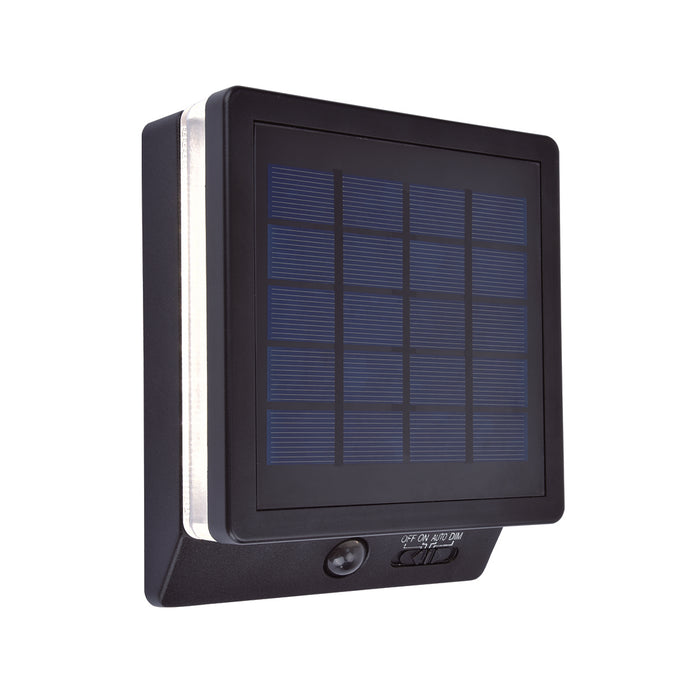Lutec 6943101012 MOZE 8W IP44 LED Solar Outdoor Wall Light with PIR 4000K - Matt Black