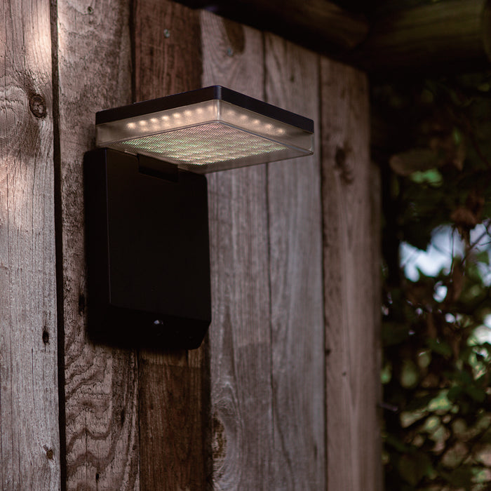 Lutec 6943101012 MOZE 8W IP44 LED Solar Outdoor Wall Light with PIR 4000K - Matt Black