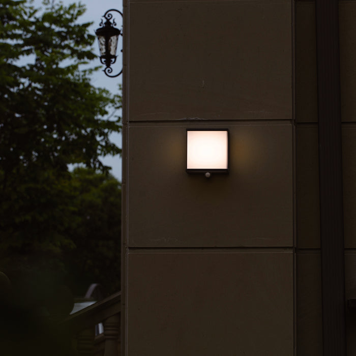 Lutec 6943701125 DOBLO 12W IP44 LED Solar Outdoor Wall Light with PIR 4000K - Dark Grey