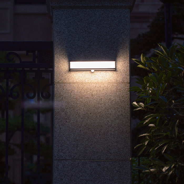 Lutec 6943801125 DOBLO 16.5W IP54 LED Solar Outdoor Wall Light with PIR 4000K - Dark Grey