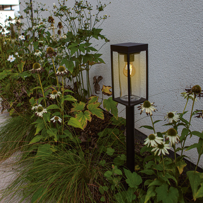 Lutec 6988802012 FLAIR 2W IP44 E27 LED Solar Outdoor Bollard Light 2700K - Matt Black
