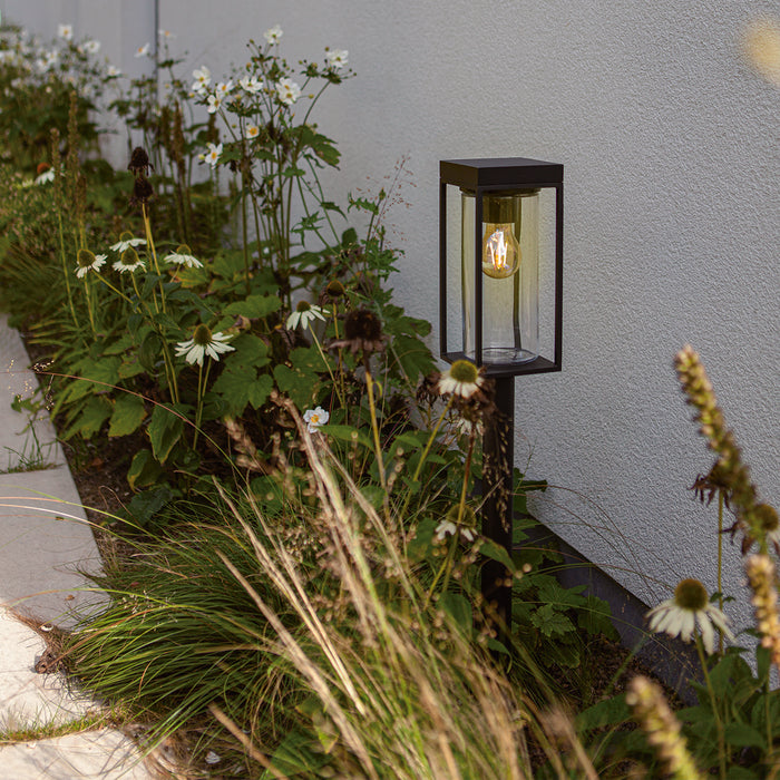 Lutec 6988802012 FLAIR 2W IP44 E27 LED Solar Outdoor Bollard Light 2700K - Matt Black