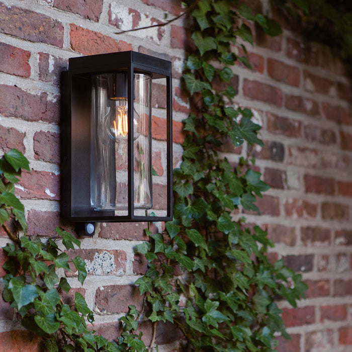 Lutec 6988804012 FLAIR 2W IP44 E27 LED Solar Outdoor Wall Light with PIR 2700K - Matt Black