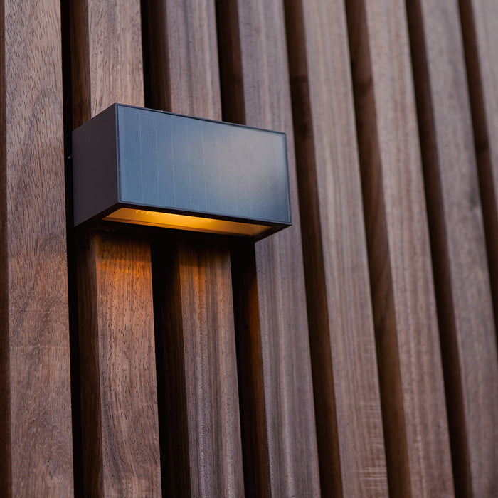 Lutec 6989101118 INKA 9W IP44 LED Solar Hybrid Outdoor Wall Light 3000K - Dark Grey