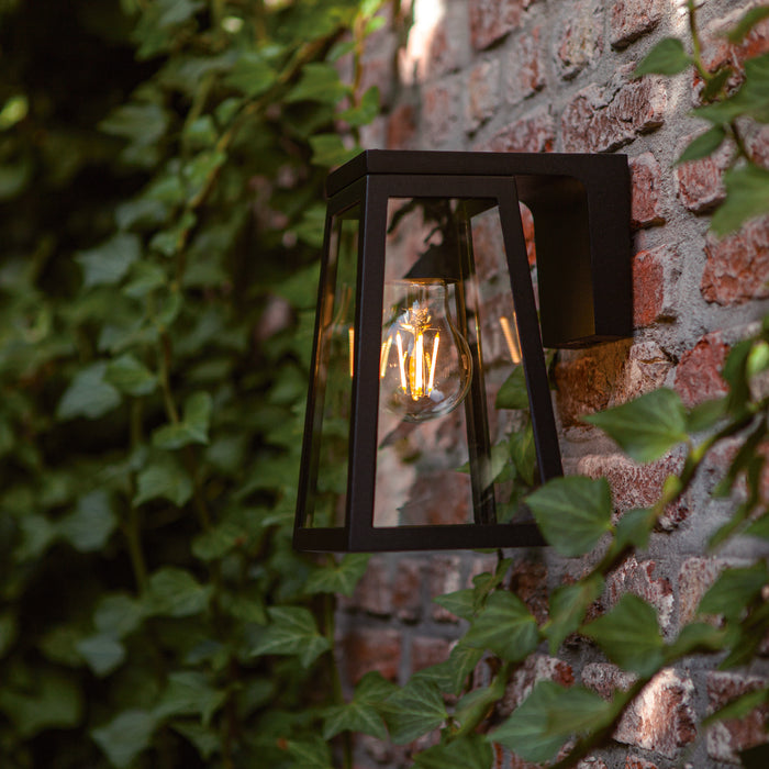 Lutec 6990901012 FIA 2W IP44 E27 LED Solar Outdoor Wall Light 2700K - Matt Black