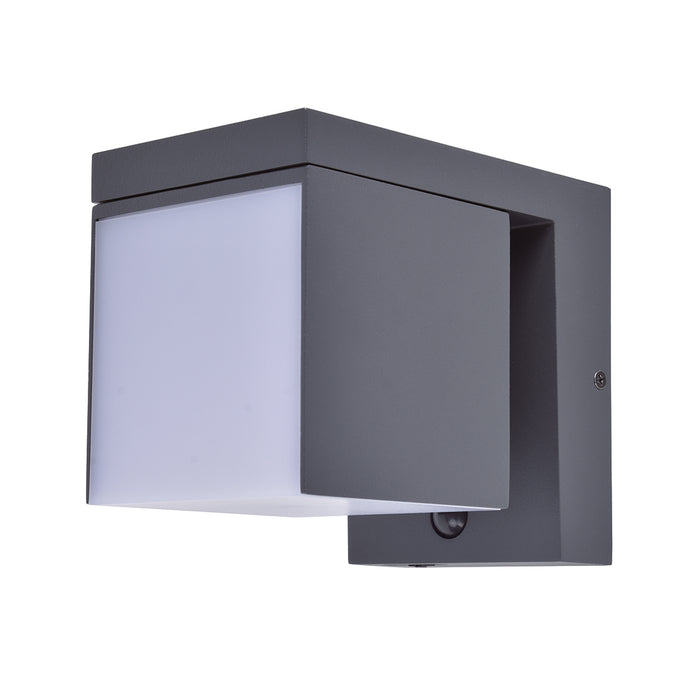 Lutec 6993801118 PRIMA 9.5W IP44 LED Solar Hybrid Outdoor Wall Light with PIR 3000K - Dark Grey