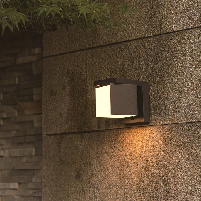 Lutec 6993801118 PRIMA 9.5W IP44 LED Solar Hybrid Outdoor Wall Light with PIR 3000K - Dark Grey