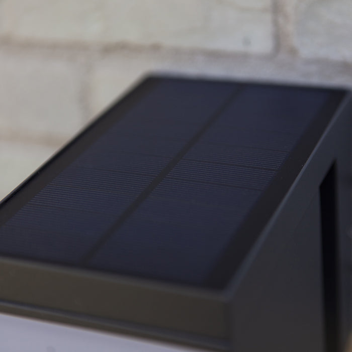 Lutec 6993801118 PRIMA 9.5W IP44 LED Solar Hybrid Outdoor Wall Light with PIR 3000K - Dark Grey