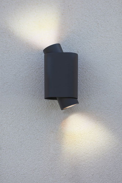 Lutec 6604002118 CYPRES IP44 GU10 Outdoor Up/Down Wall Light c/w Adjustable Heads - Anthracite Grey (Lamp Not Included)