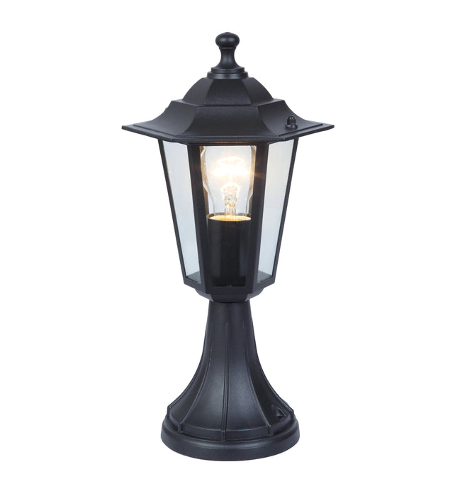 Lutec 7112402012 CORNICHE IP44 E27 Pedestal Wall Lantern Light - Black (Lamp Not Included)
