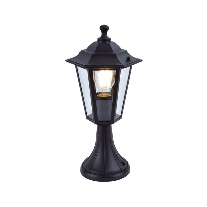 Lutec 7112402012 CORNICHE IP44 E27 Pedestal Wall Lantern Light - Black (Lamp Not Included)